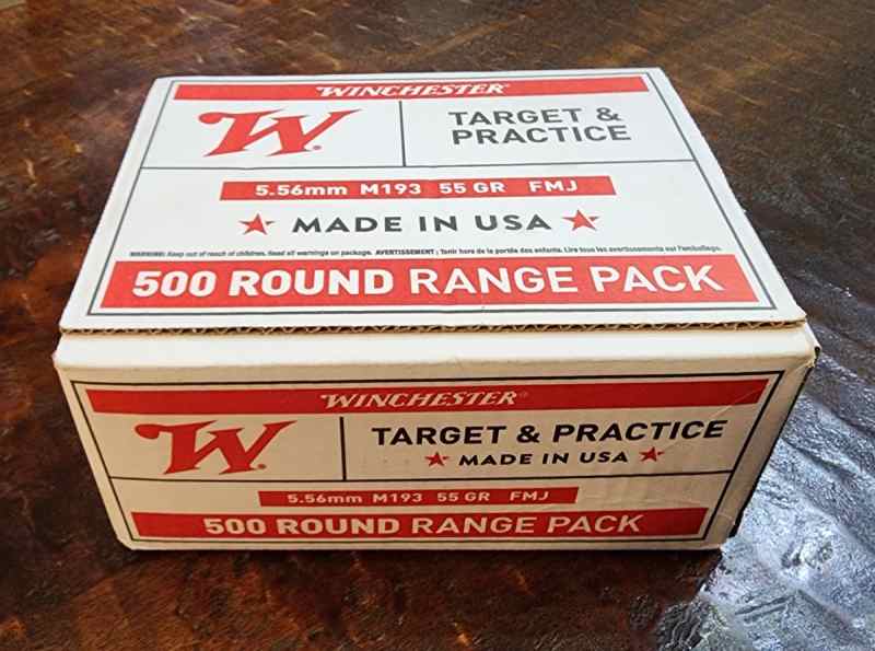 Winchester 5.56 M193 55GR FMJ 500rd Range Pack    