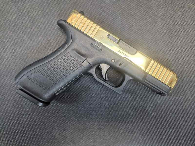 Used Glock 45 Gold Slide 3 Mags, Original Box