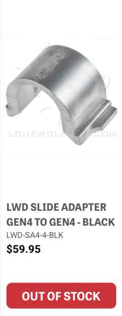 LWD DUST COVER SLIDE ADAPTER GEN4 TO GEN4 - BLACK 