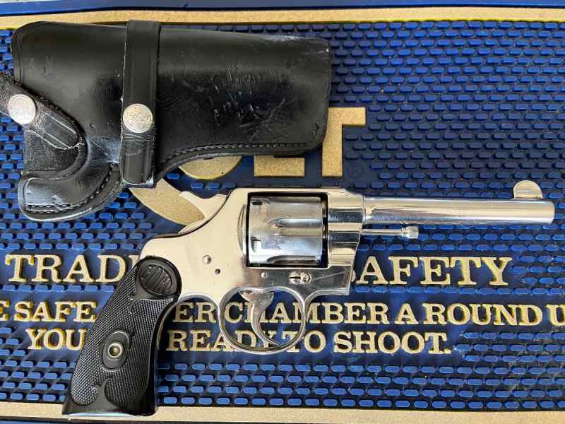 Colt Army Revolver Nickel w/ Holster .38 Special 