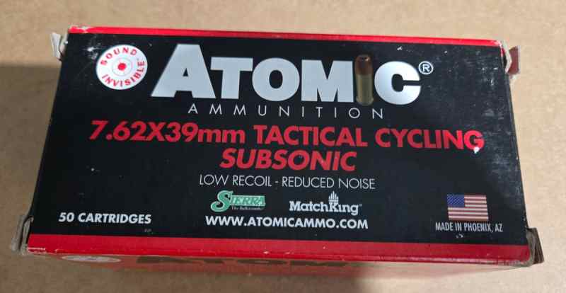 Atomic Subsonic 7.62x39mm 220grain